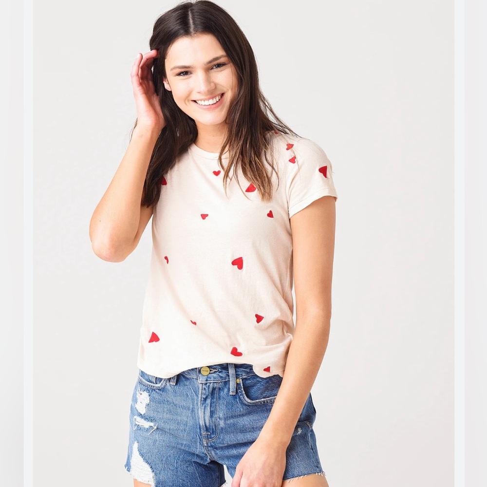Monrow embroidered heart tee shirt